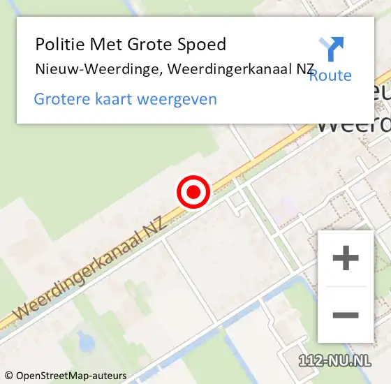 Locatie op kaart van de 112 melding: Politie Met Grote Spoed Naar Nieuw-Weerdinge, Weerdingerkanaal NZ op 5 februari 2023 22:20