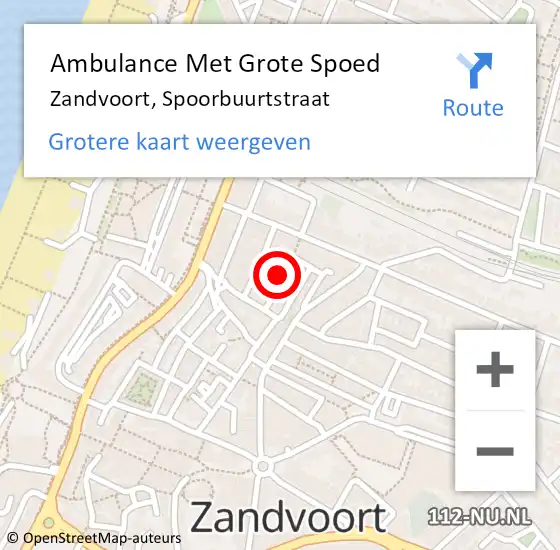 Locatie op kaart van de 112 melding: Ambulance Met Grote Spoed Naar Zandvoort, Spoorbuurtstraat op 5 februari 2023 22:25