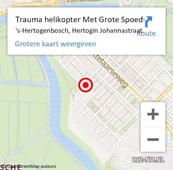 Locatie op kaart van de 112 melding: Trauma helikopter Met Grote Spoed Naar 's-Hertogenbosch, Hertogin Johannastraat op 5 februari 2023 22:43