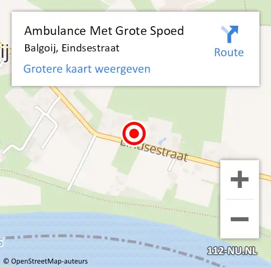 Locatie op kaart van de 112 melding: Ambulance Met Grote Spoed Naar Balgoij, Eindsestraat op 5 februari 2023 22:45