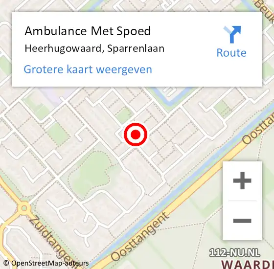 Locatie op kaart van de 112 melding: Ambulance Met Spoed Naar Heerhugowaard, Sparrenlaan op 5 februari 2023 22:51