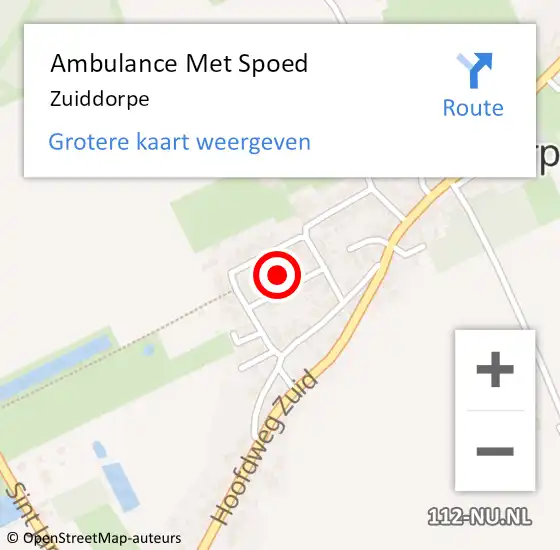 Locatie op kaart van de 112 melding: Ambulance Met Spoed Naar Zuiddorpe op 5 februari 2023 23:03