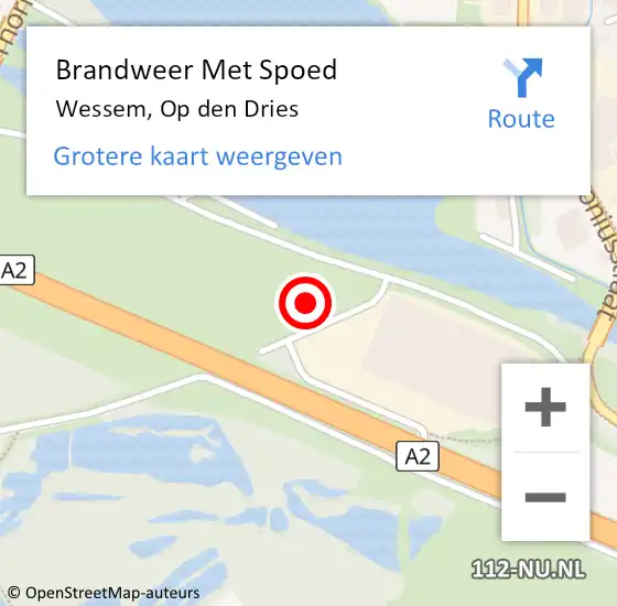 Locatie op kaart van de 112 melding: Brandweer Met Spoed Naar Wessem, Op den Dries op 6 februari 2023 03:23