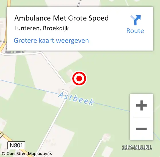 Locatie op kaart van de 112 melding: Ambulance Met Grote Spoed Naar Lunteren, Broekdijk op 6 februari 2023 05:18