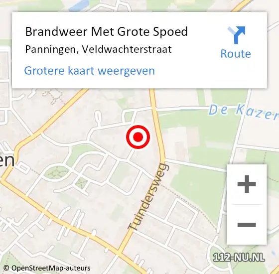 Locatie op kaart van de 112 melding: Brandweer Met Grote Spoed Naar Panningen, Veldwachterstraat op 6 februari 2023 06:40