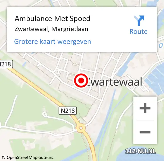 Locatie op kaart van de 112 melding: Ambulance Met Spoed Naar Zwartewaal, Margrietlaan op 6 februari 2023 06:59