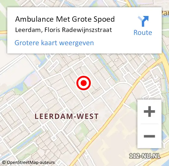 Locatie op kaart van de 112 melding: Ambulance Met Grote Spoed Naar Leerdam, Floris Radewijnszstraat op 6 februari 2023 07:04