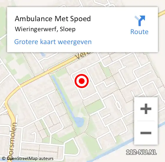 Locatie op kaart van de 112 melding: Ambulance Met Spoed Naar Wieringerwerf, Sloep op 6 februari 2023 08:25