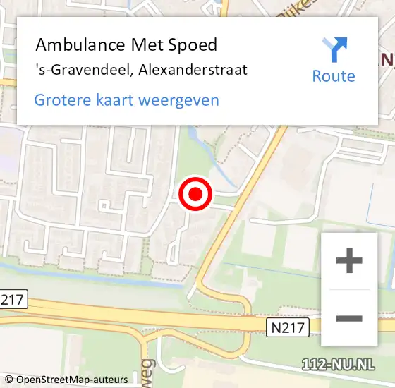 Locatie op kaart van de 112 melding: Ambulance Met Spoed Naar 's-Gravendeel, Alexanderstraat op 6 februari 2023 08:40