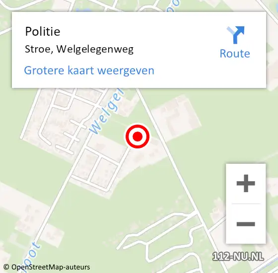 Locatie op kaart van de 112 melding: Politie Stroe, Welgelegenweg op 6 februari 2023 08:46