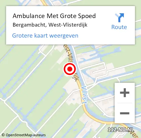 Locatie op kaart van de 112 melding: Ambulance Met Grote Spoed Naar Bergambacht, West-Vlisterdijk op 6 februari 2023 09:30