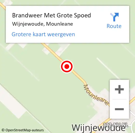 Locatie op kaart van de 112 melding: Brandweer Met Grote Spoed Naar Wijnjewoude, Mounleane op 6 februari 2023 09:47