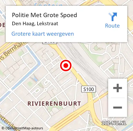 Locatie op kaart van de 112 melding: Politie Met Grote Spoed Naar Den Haag, Lekstraat op 6 februari 2023 09:58
