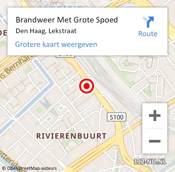 Locatie op kaart van de 112 melding: Brandweer Met Grote Spoed Naar Den Haag, Lekstraat op 6 februari 2023 09:58