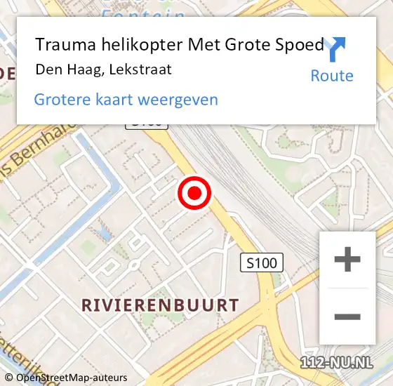 Locatie op kaart van de 112 melding: Trauma helikopter Met Grote Spoed Naar Den Haag, Lekstraat op 6 februari 2023 10:02