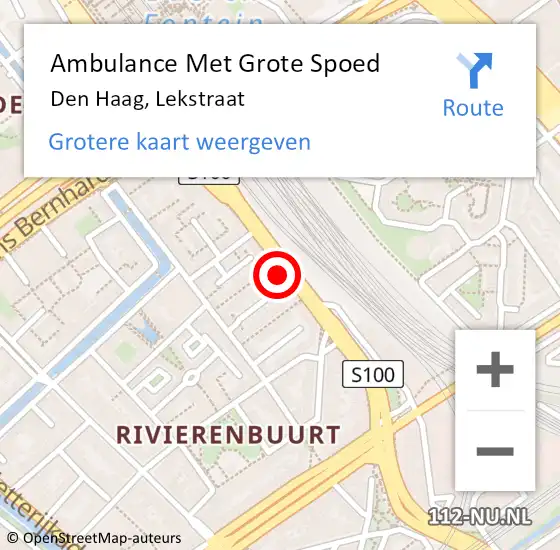 Locatie op kaart van de 112 melding: Ambulance Met Grote Spoed Naar Den Haag, Lekstraat op 6 februari 2023 10:04