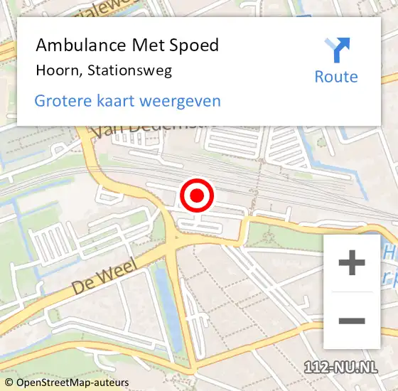 Locatie op kaart van de 112 melding: Ambulance Met Spoed Naar Hoorn, Stationsweg op 6 februari 2023 10:04