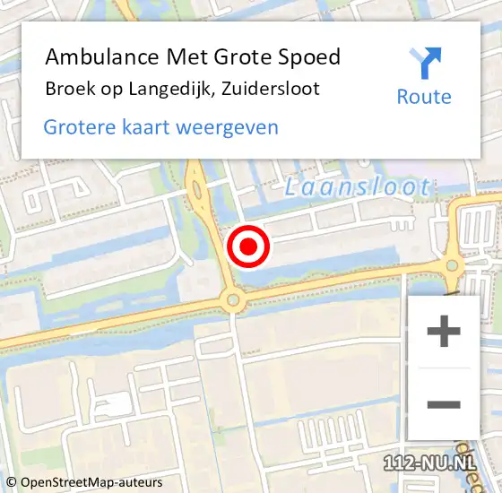 Locatie op kaart van de 112 melding: Ambulance Met Grote Spoed Naar Broek op Langedijk, Zuidersloot op 6 februari 2023 10:34