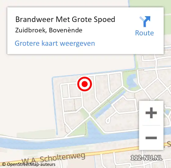 Locatie op kaart van de 112 melding: Brandweer Met Grote Spoed Naar Zuidbroek, Bovenènde op 6 februari 2023 10:44