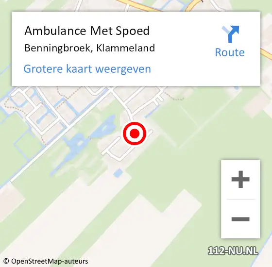Locatie op kaart van de 112 melding: Ambulance Met Spoed Naar Benningbroek, Klammeland op 6 februari 2023 10:51