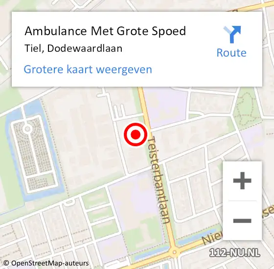 Locatie op kaart van de 112 melding: Ambulance Met Grote Spoed Naar Tiel, Dodewaardlaan op 6 februari 2023 11:35