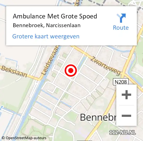 Locatie op kaart van de 112 melding: Ambulance Met Grote Spoed Naar Bennebroek, Narcissenlaan op 6 februari 2023 11:53