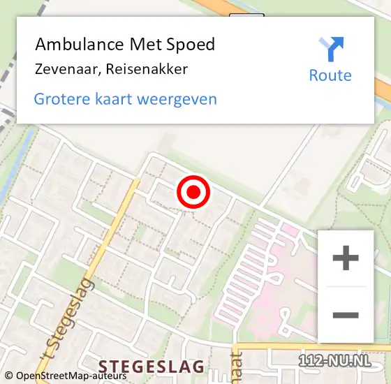 Locatie op kaart van de 112 melding: Ambulance Met Spoed Naar Zevenaar, Reisenakker op 6 februari 2023 12:10