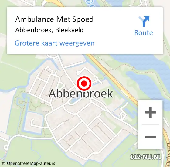 Locatie op kaart van de 112 melding: Ambulance Met Spoed Naar Abbenbroek, Bleekveld op 6 februari 2023 12:17