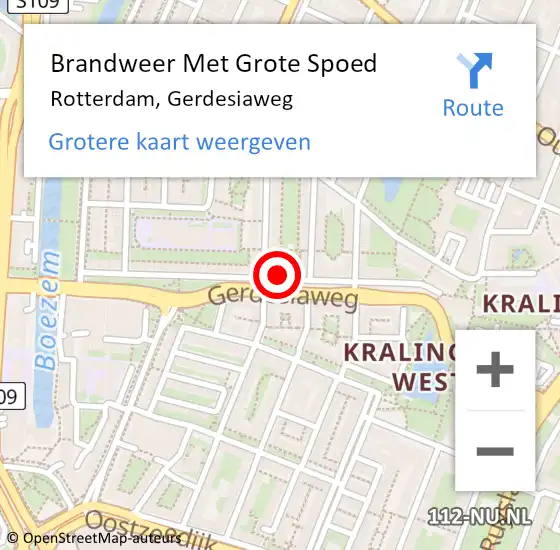 Locatie op kaart van de 112 melding: Brandweer Met Grote Spoed Naar Rotterdam, Gerdesiaweg op 6 februari 2023 12:21
