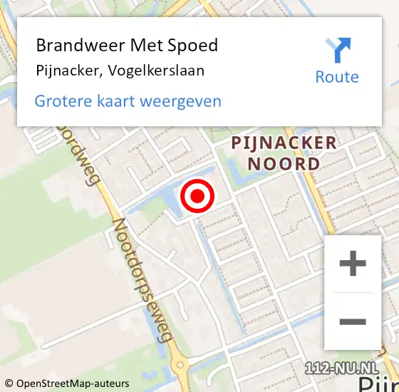 Locatie op kaart van de 112 melding: Brandweer Met Spoed Naar Pijnacker, Vogelkerslaan op 6 februari 2023 12:35