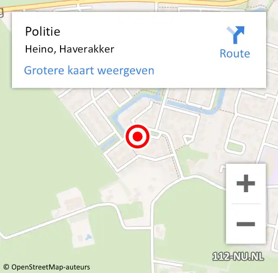 Locatie op kaart van de 112 melding: Politie Heino, Haverakker op 6 februari 2023 12:52