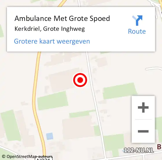 Locatie op kaart van de 112 melding: Ambulance Met Grote Spoed Naar Kerkdriel, Grote Inghweg op 6 februari 2023 12:58