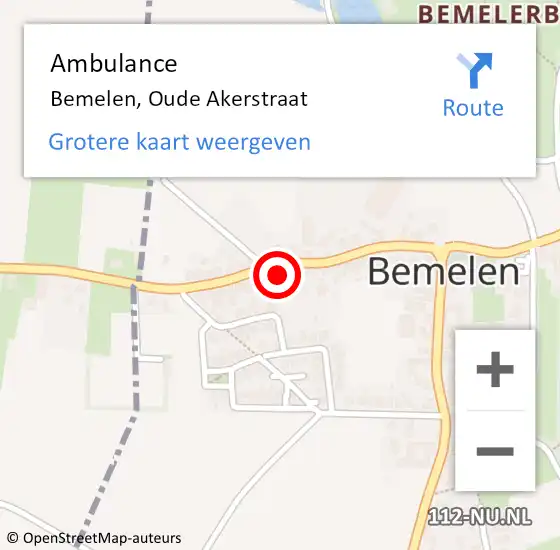 Locatie op kaart van de 112 melding: Ambulance Bemelen, Oude Akerstraat op 11 oktober 2013 14:25