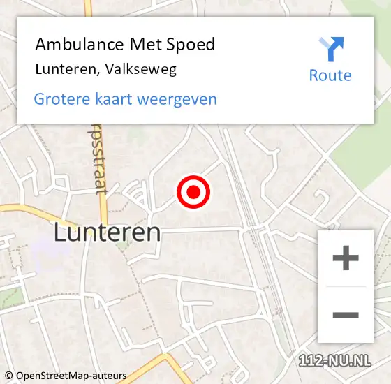 Locatie op kaart van de 112 melding: Ambulance Met Spoed Naar Lunteren, Valkseweg op 6 februari 2023 13:27