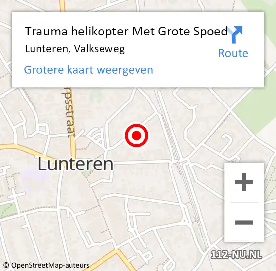Locatie op kaart van de 112 melding: Trauma helikopter Met Grote Spoed Naar Lunteren, Valkseweg op 6 februari 2023 13:32