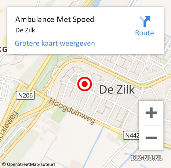 Locatie op kaart van de 112 melding: Ambulance Met Spoed Naar De Zilk op 6 februari 2023 13:37