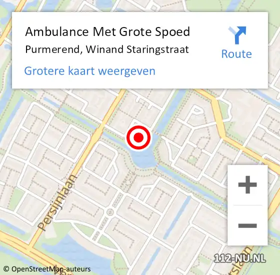 Locatie op kaart van de 112 melding: Ambulance Met Grote Spoed Naar Purmerend, Winand Staringstraat op 6 februari 2023 13:37