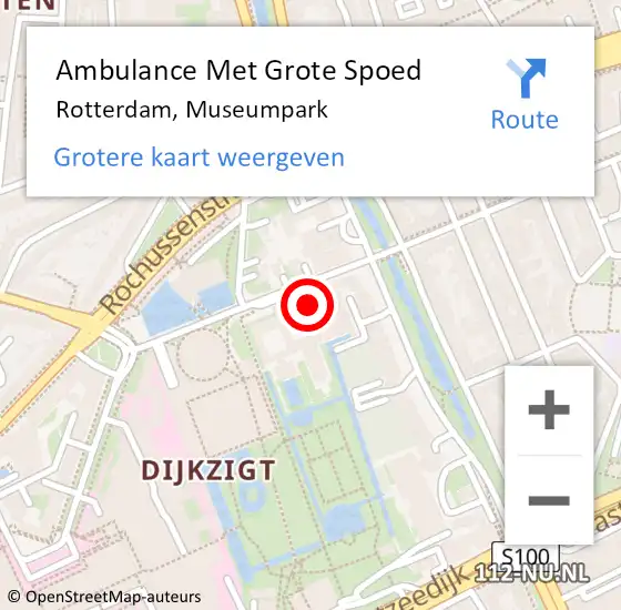 Locatie op kaart van de 112 melding: Ambulance Met Grote Spoed Naar Rotterdam, Museumpark op 6 februari 2023 13:39