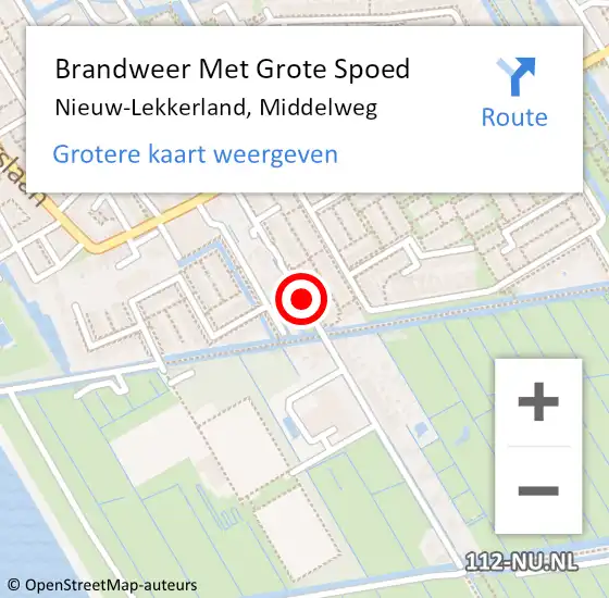 Locatie op kaart van de 112 melding: Brandweer Met Grote Spoed Naar Nieuw-Lekkerland, Middelweg op 14 augustus 2014 16:26