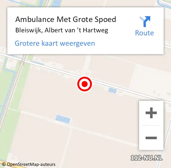 Locatie op kaart van de 112 melding: Ambulance Met Grote Spoed Naar Bleiswijk, Albert van 't Hartweg op 6 februari 2023 13:55