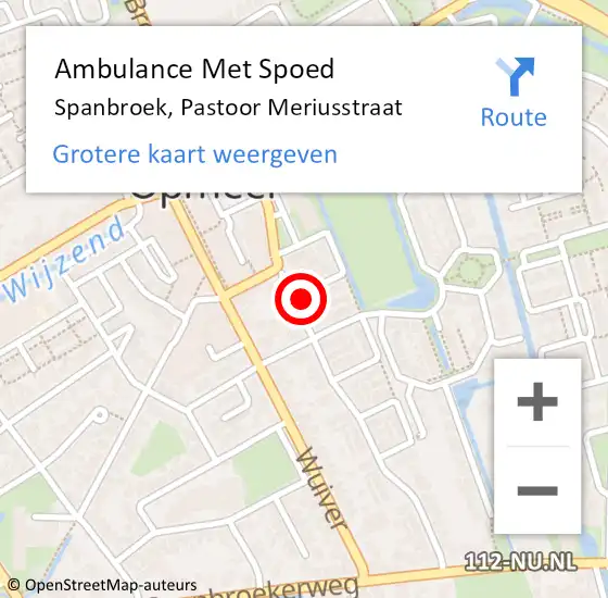 Locatie op kaart van de 112 melding: Ambulance Met Spoed Naar Spanbroek, Pastoor Meriusstraat op 6 februari 2023 14:14