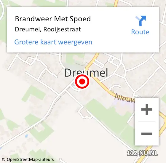 Locatie op kaart van de 112 melding: Brandweer Met Spoed Naar Dreumel, Rooijsestraat op 6 februari 2023 14:16