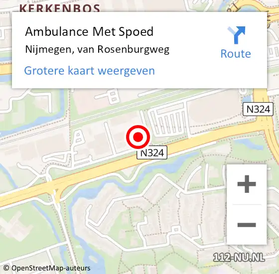 Locatie op kaart van de 112 melding: Ambulance Met Spoed Naar Nijmegen, van Rosenburgweg op 6 februari 2023 14:35