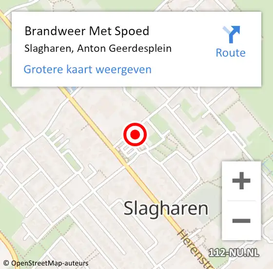 Locatie op kaart van de 112 melding: Brandweer Met Spoed Naar Slagharen, Anton Geerdesplein op 6 februari 2023 14:41