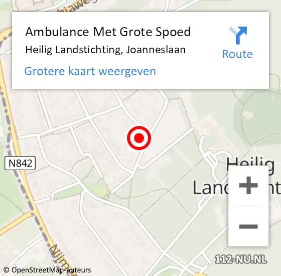 Locatie op kaart van de 112 melding: Ambulance Met Grote Spoed Naar Heilig Landstichting, Joanneslaan op 6 februari 2023 14:53