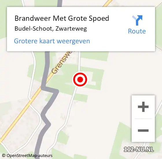 Locatie op kaart van de 112 melding: Brandweer Met Grote Spoed Naar Budel-Schoot, Zwarteweg op 6 februari 2023 15:20