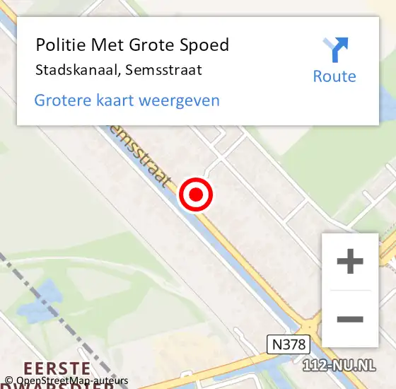 Locatie op kaart van de 112 melding: Politie Met Grote Spoed Naar Stadskanaal, Semsstraat op 6 februari 2023 15:25
