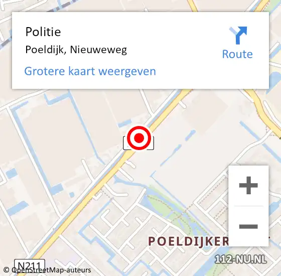 Locatie op kaart van de 112 melding: Politie Poeldijk, Nieuweweg op 14 augustus 2014 16:39