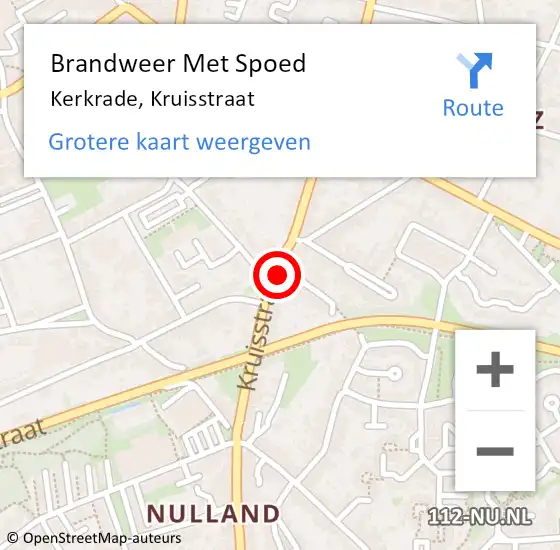 Locatie op kaart van de 112 melding: Brandweer Met Spoed Naar Kerkrade, Kruisstraat op 6 februari 2023 15:31