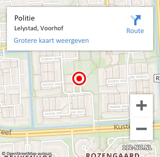 Locatie op kaart van de 112 melding: Politie Lelystad, Voorhof op 6 februari 2023 15:46